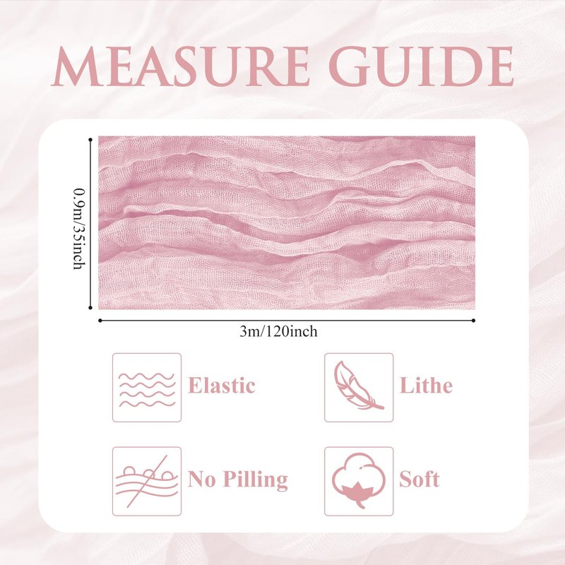 Xiomot 2PCS Table Runner Cheesecloth 10FT Blushing Pink Boho Gauze Cheese Cloth Rustic Sheer Table Runners for Summer Wedding Bridal Baby Shower Party Decoration