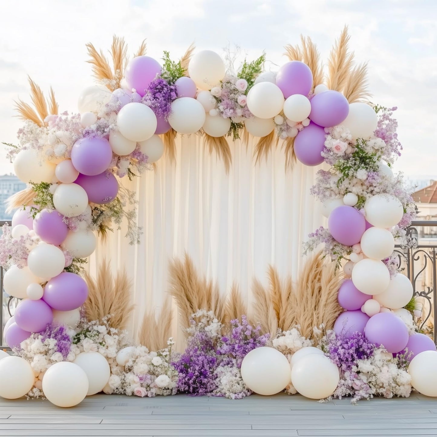RUBFAC 129pcs Pastel Purple Balloon Arch Kit Different Sizes 18 12 10 5 Inches, Light Lavender Lilac Balloons Garland for Mother's Day Birthday Baby Shower Gender Reveal Wedding Party Decoration