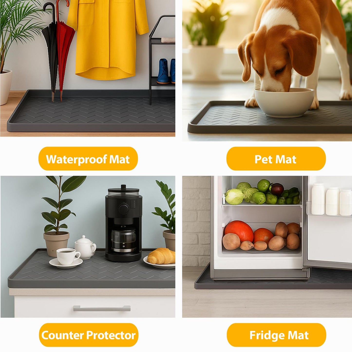 TigeJoy Waterproof Under Sink Mat 22" x 19", Shelf Liner Protector in Kitchen and Bathroom, Silicone Cabinet Liners for Organizers and Storage, Fit as Drawer Mats or Drip Tray