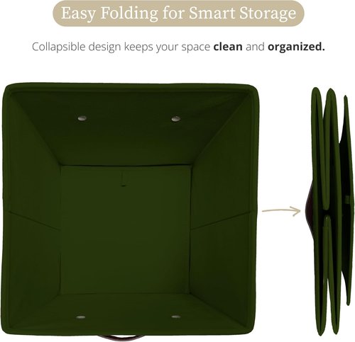 DECOMOMO Storage Cubes - 13x13x13 Fabric Organizer Bins with Labels | 6-Pack in Olive Green