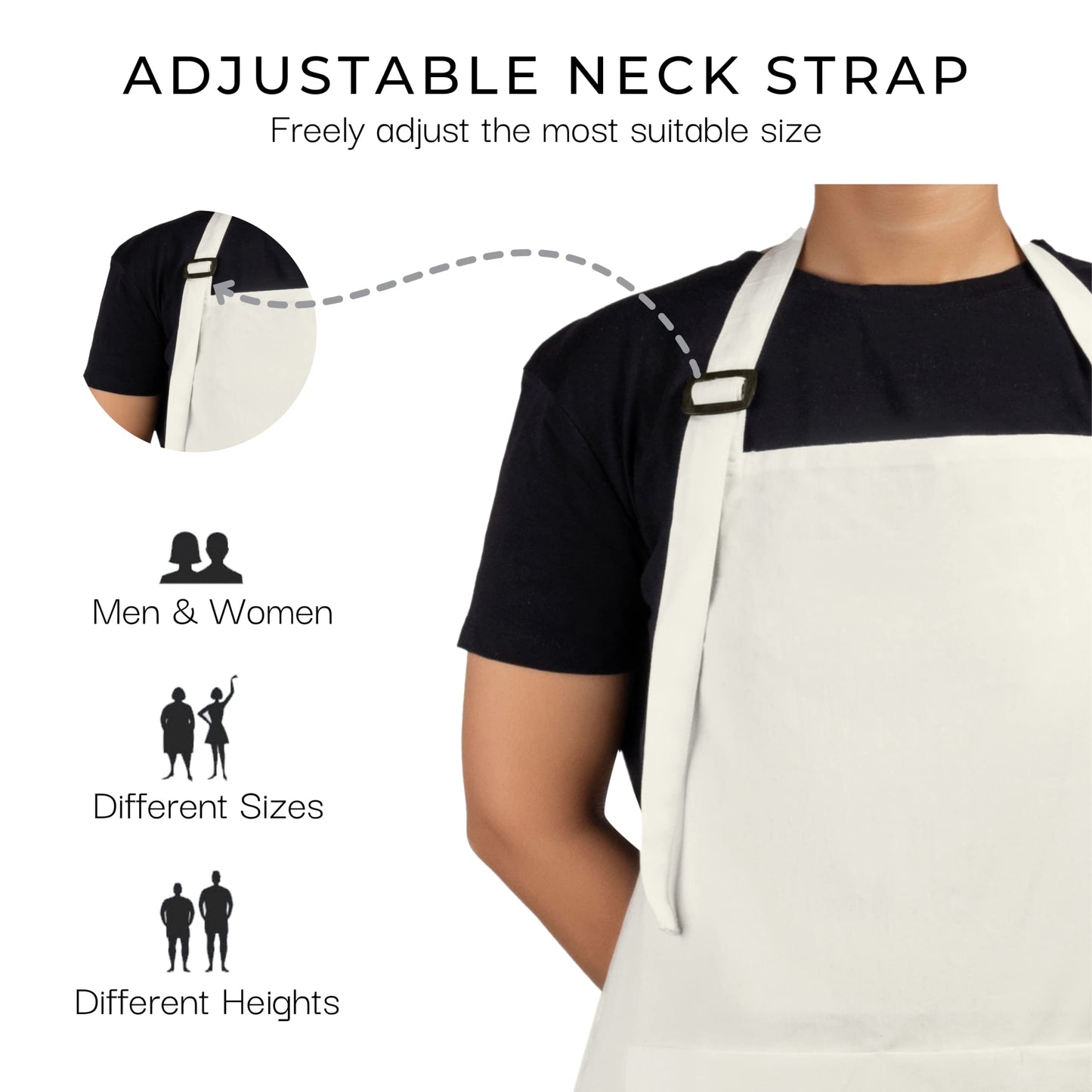 RAJRANG Chef Apron for Women Men with Pockets Cotton Kitchen Cooking Full Length Plain Aprons Marshmallow 35x27 Inches Pack of 5