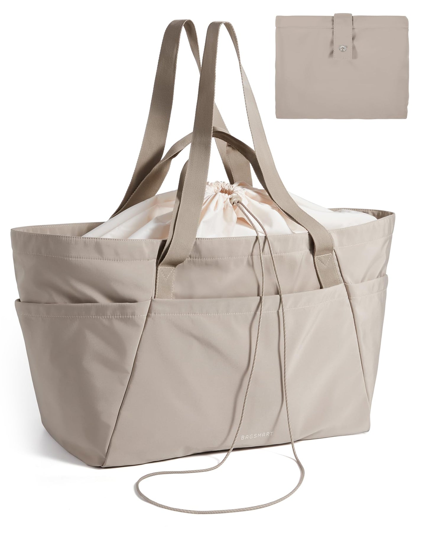 BAGSMART 73L Large Beach Bag, Reusable Shopping Bags, Foldable Tote for Moving Holiday Travel College Packing, Camel