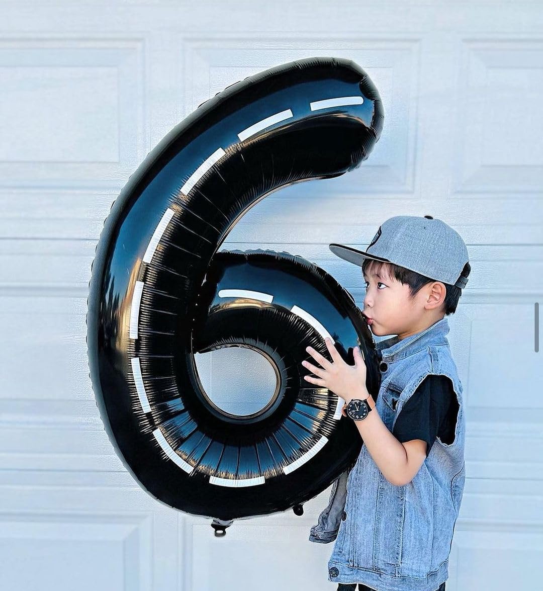 Race Car 6 Balloon, Number Balloons 40 Inch, 6th Black Balloons for Birthday Decorations, Black Race Party Decorations 6 Birthday Balloon, Number 6 Balloon