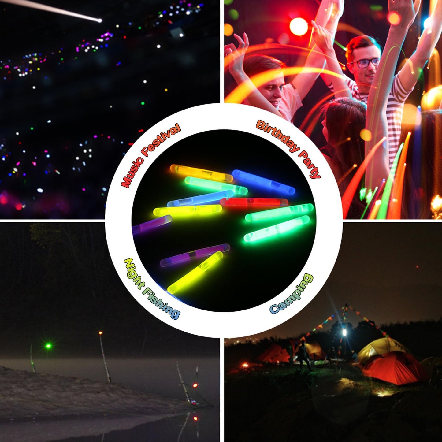 AMOR PRESENT 200 PCS Mini Glow Sticks, Glow in The Dark Small Sticker for Easter Eggs Fillers Hunt Game Party Decor Easter Basket Stuffers Weddings Classroom Decorations Prizes
