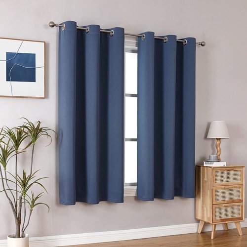 ChrisDowa Grommet Blackout Curtains - Thermal Insulated Room Darkening Panels (Stone Blue, 42W x 63L)