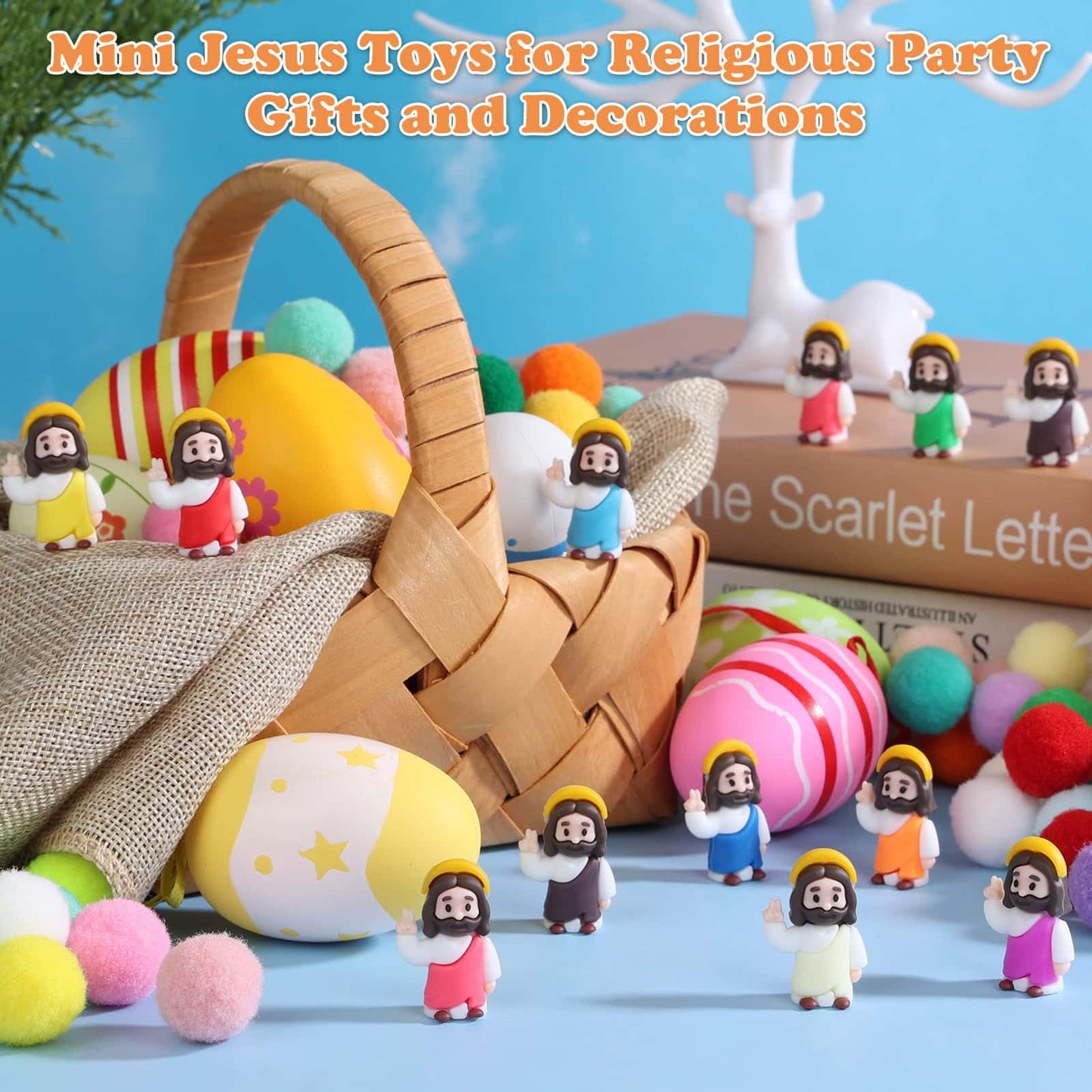 Thrilez 70 Pcs Mini Jesus Blessing Gesture - Small Pocket Jesus Figures Dashboards Jesus Religious Gifts for Christian, Easter Egg Stuffers