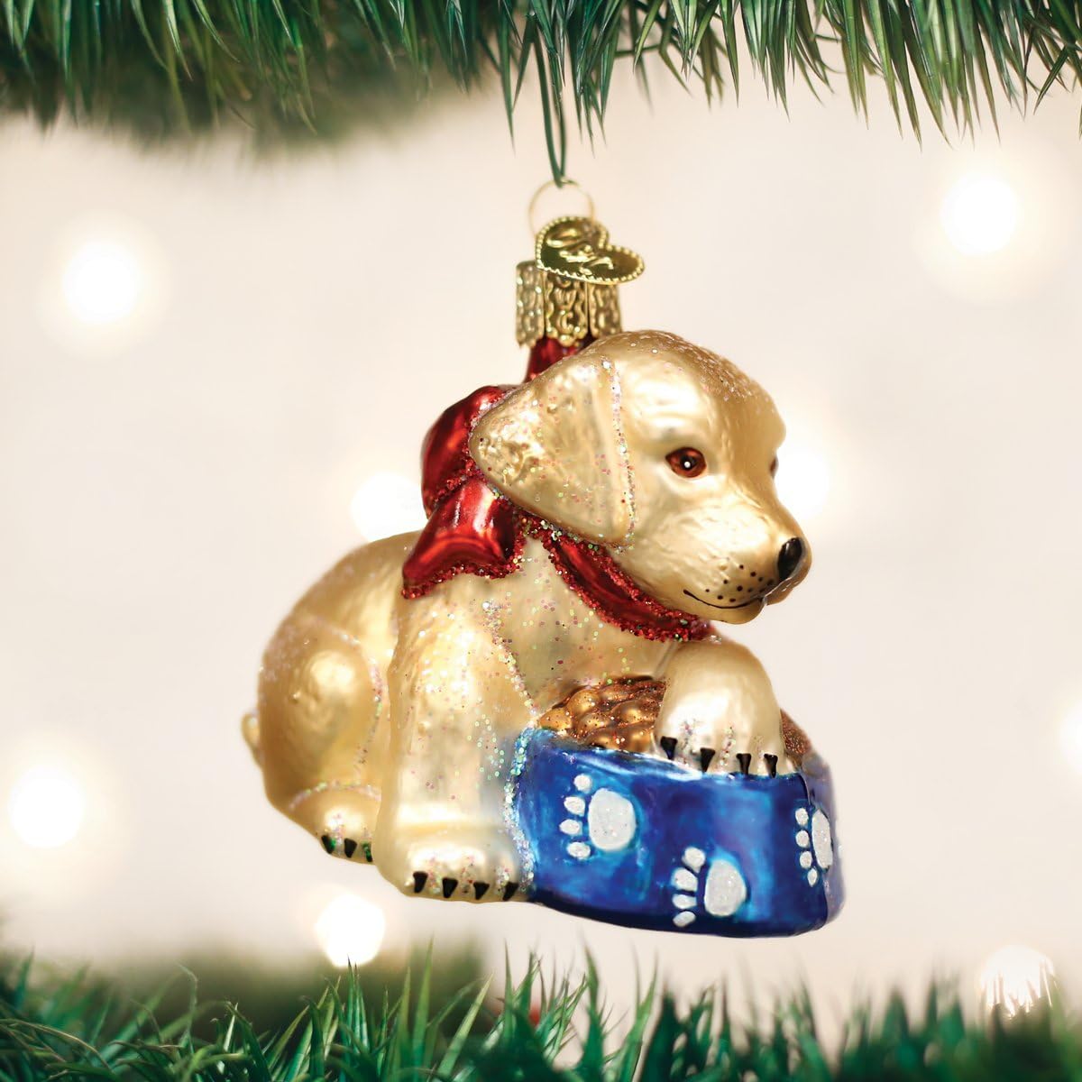 Labrador Pup Glass Blown Christmas Ornaments | Old World Christmas Decor (12458)