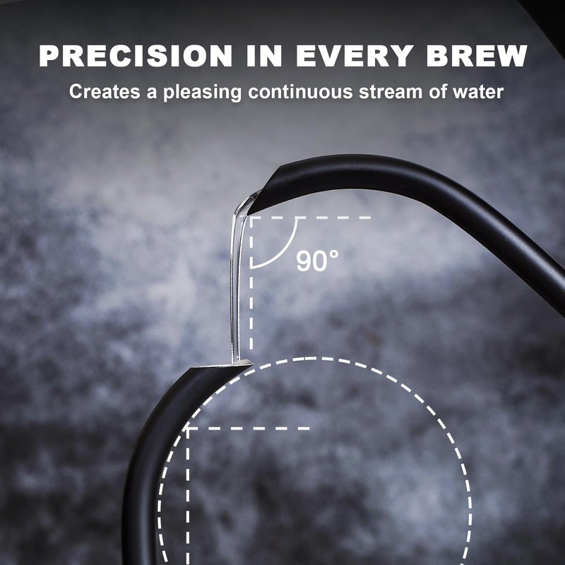 Nueve&Five Gooseneck Electric Kettle with Thermometer, Black Electric Kettle 1L with Auto Shut-Off,1000W Hot Water Kettle of Stainless Steel, Pour Over Kettle for Coffee & Tea