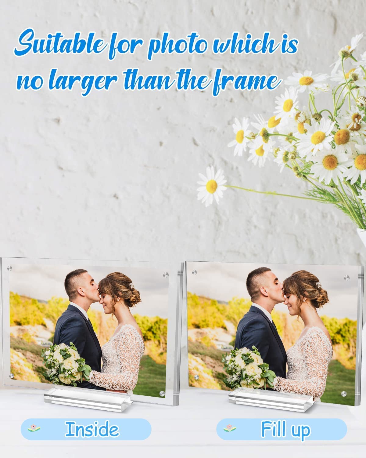 JUOIFIP 1 Pack Acrylic Picture Frame 11×14 Clear Double Sided Magnetic Photo Frame - Frameless Baby Friend Family Picture Desktop Display with Support Stand and Gift Boxes