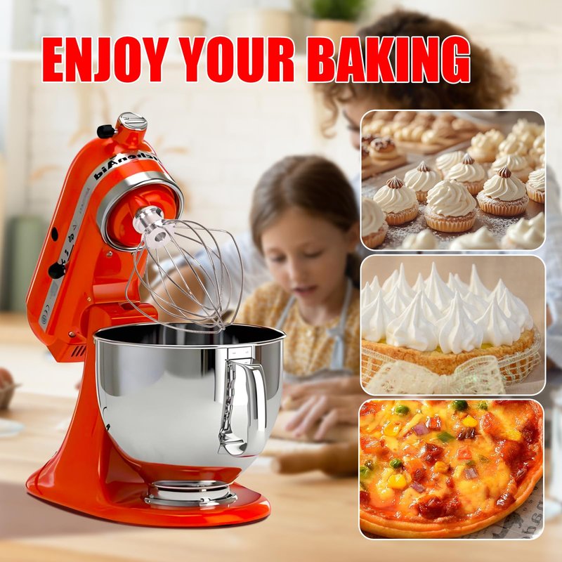 K45WW 6-Wire Whip Attachment Fits KitchenAid Tilt Head Stand Mixer - Egg Heavy Cream Beater, Cakes Mayonnaise Whisk for Kitchen Aid Mixer Accessory Replacement Parts