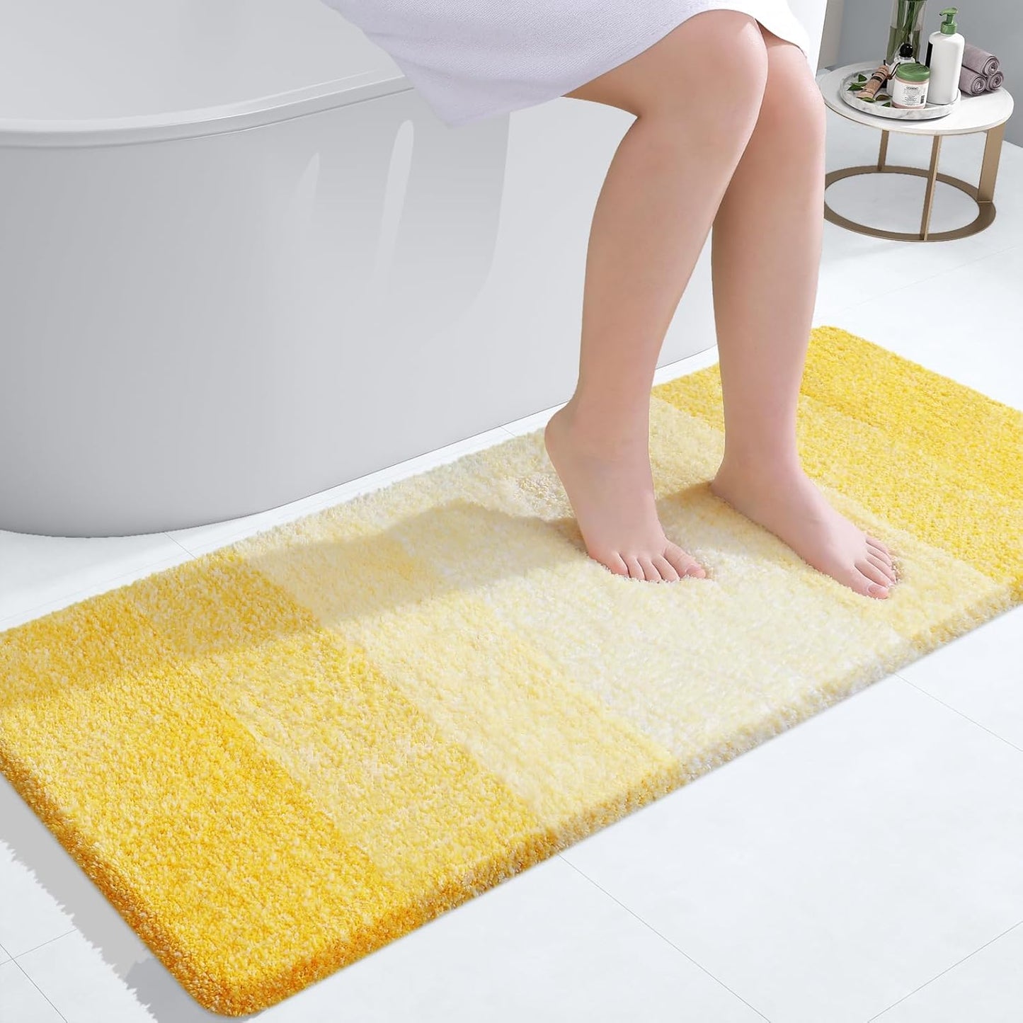 OLANLY Large Bathroom Rug Mat - Extra Soft Microfiber, Quick Dry, Machine Washable | 50x30 Inches, Yellow