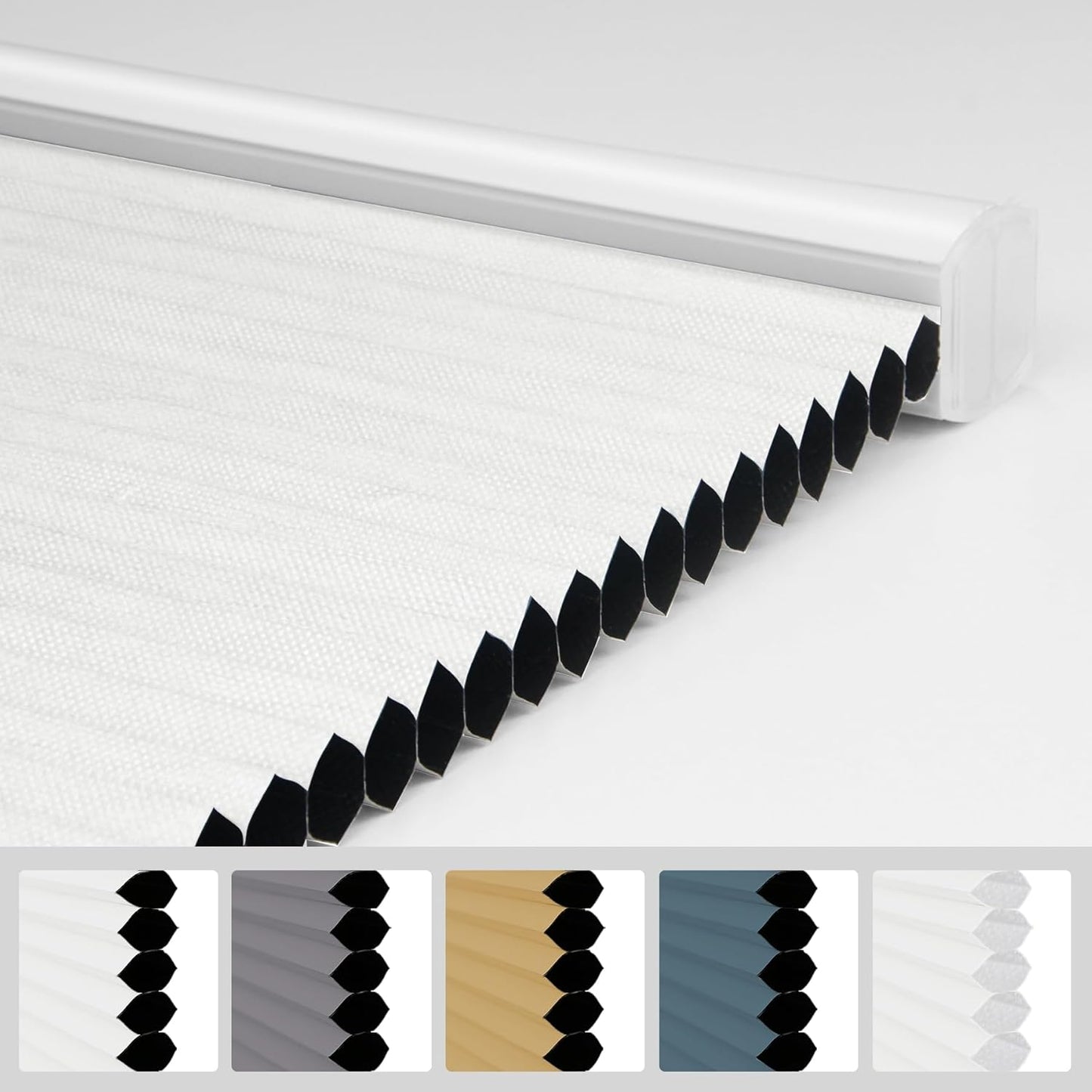 Blackout Shades Cordless Blinds Cellular Fabric Blinds Honeycomb Door Window Shades 27x64, White-White