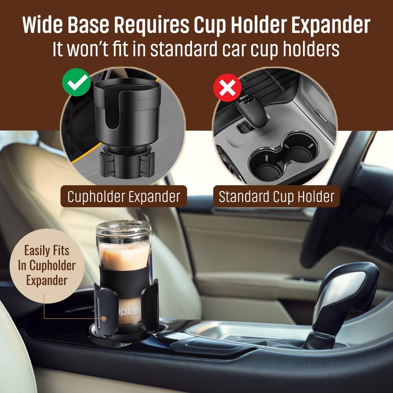 Tupkee 20 oz Double Wall Glass Tumbler With Lid – All Glass Hand Blown Reusable Insulated Travel Mug - For Coffee, Tea, Boba, Iced Coffee, and Smoothie Cup To Go – Black