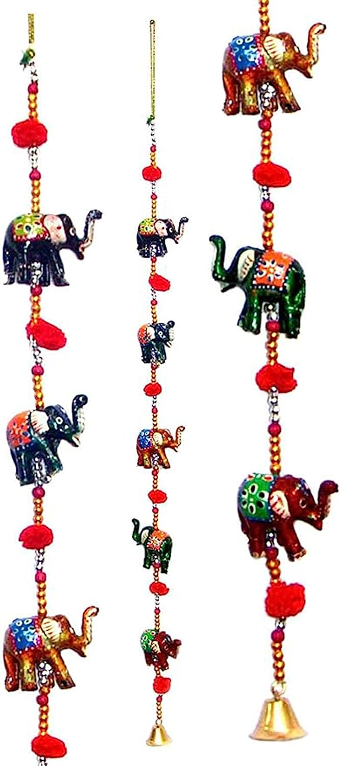 Decorative Indian Traditional Five Small Elephant Wall Hanging - Unique Door Art