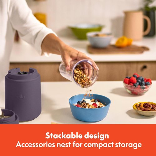 Bella Portable Rocket Blender - 6 Pcs Juicer & Smoothie Maker | BPA-Free, 240W, Plum Color