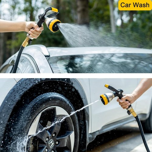 FANHAO Heavy Duty Fireman's Hose Nozzle - 8 Spray Patterns, High Pressure Metal Water Sprayer for Gardens & Cars