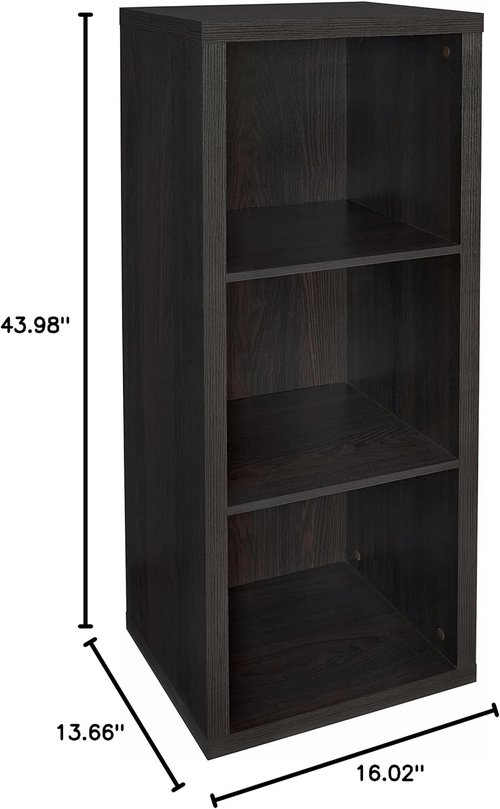ClosetMaid 3 Cube Storage Shelf Organizer - Easy Assembly Wood Bookshelf in Black Walnut Finish