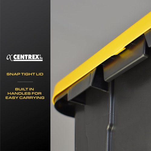 CX Black & Yellow 12-Gallon Heavy Duty Storage Bins - Stackable, Weather-Resistant, 6 Pack (12.51H x 16.3W x 21.8D)