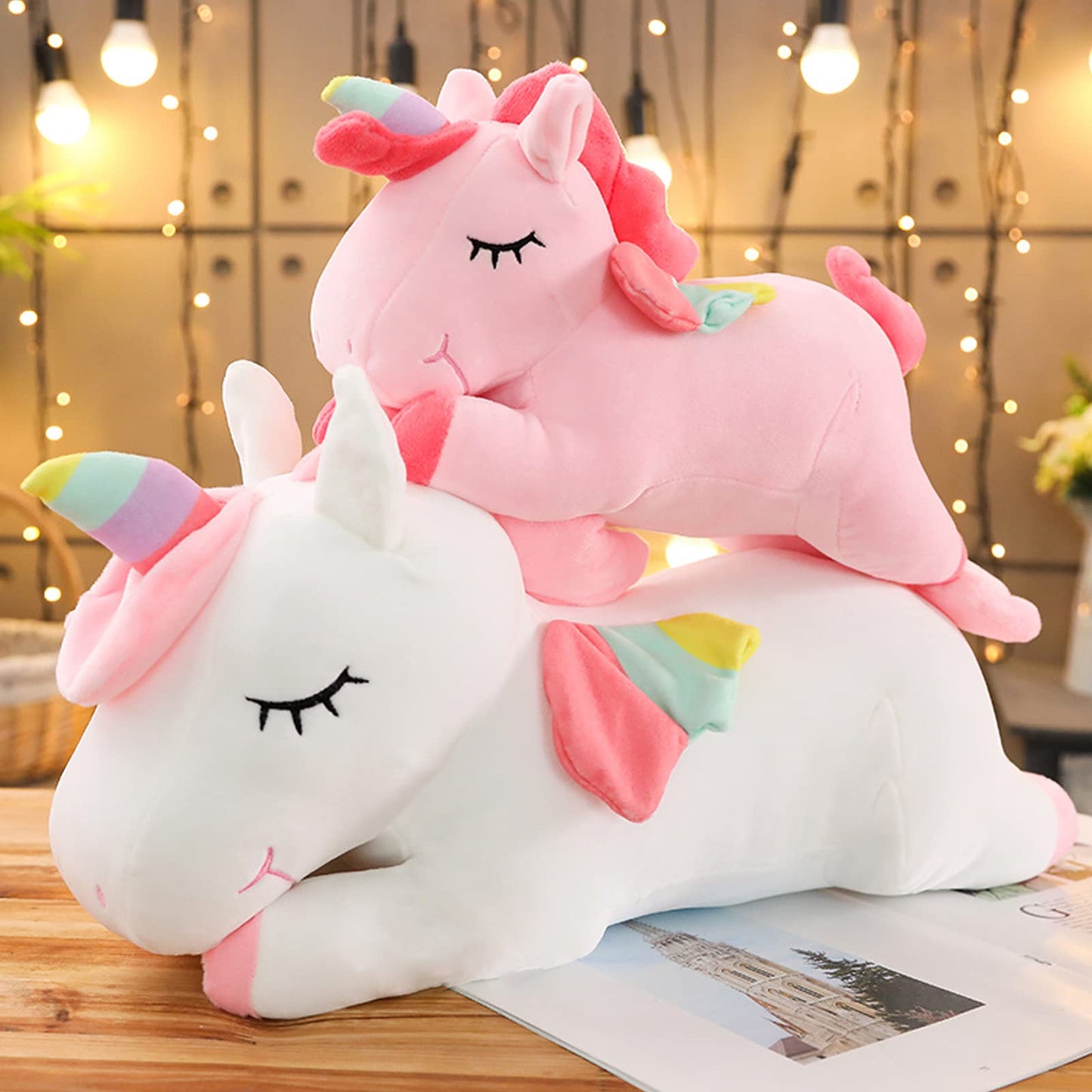 hitoshe Unicorn Stuffed Animal, Soft Unicorn Plush Hugging Pillow Toy Gifts for Kids (Pink, 23.6 in)