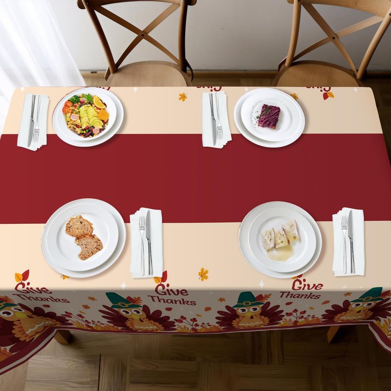 Thanksgiving Tablecloth,2 Pack Disposable Plastic Tablecloths for Rectangle Tables 54"x108",Thanksgiving Decorations,Turkey Table Cloths for Home,Dinner,Give Thanks Table Cover for Picnic,Birthday