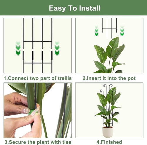 Coomin Monstera Plant Support Stakes - 32.6in Metal Trellis for Climbing Plants | 2-Pack for Garden & Potted Use