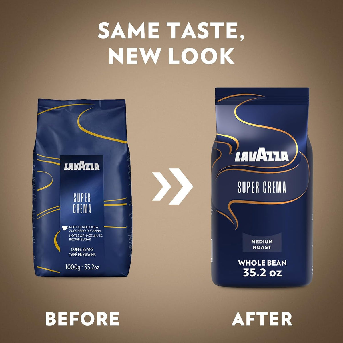 Lavazza Super Crema Espresso Whole Bean Value Pack - 3 Bags of 2.2 lb Each for Rich Flavor