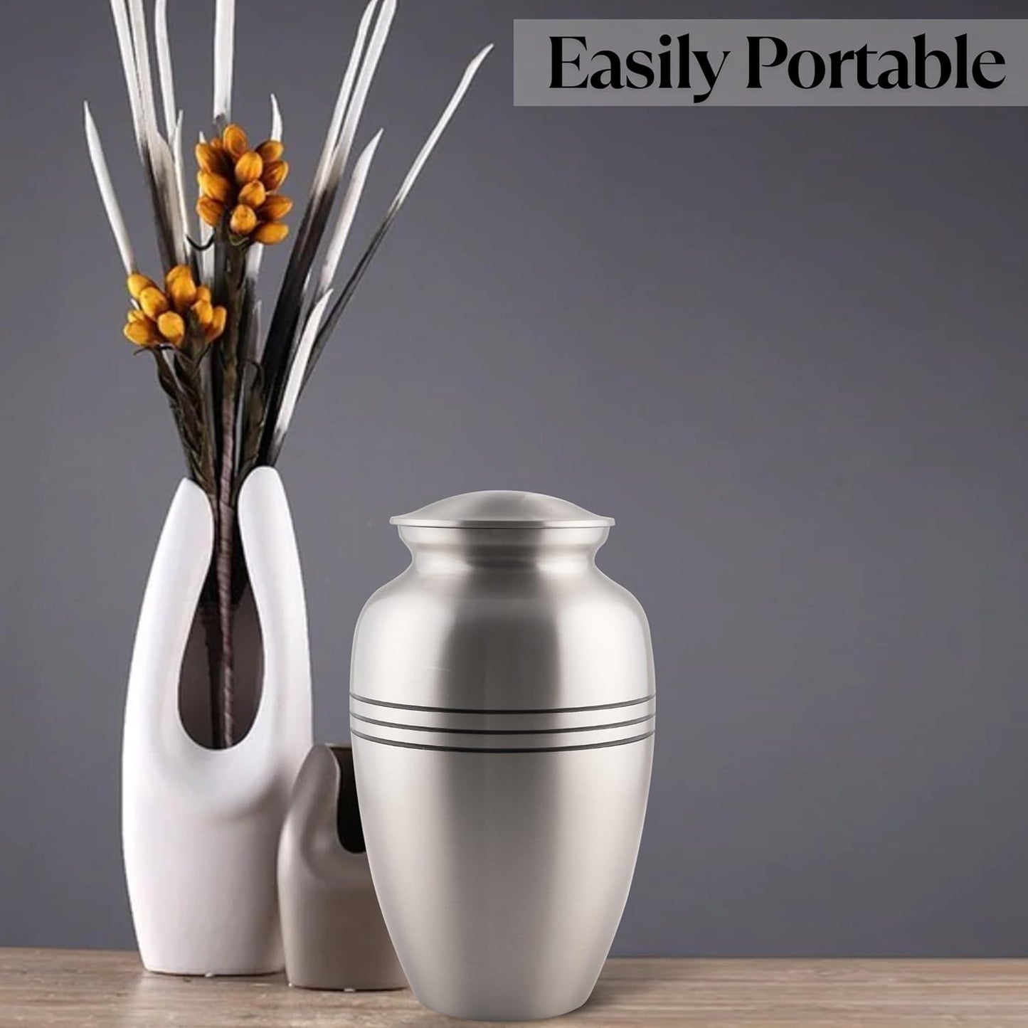 Handcrafted Funeral Memorial Cremation Urn in Elegant Pewter Affordable Urn for Human Ashes - Cremation Urn Human 6 x 10 Inches - Pewter/Silver