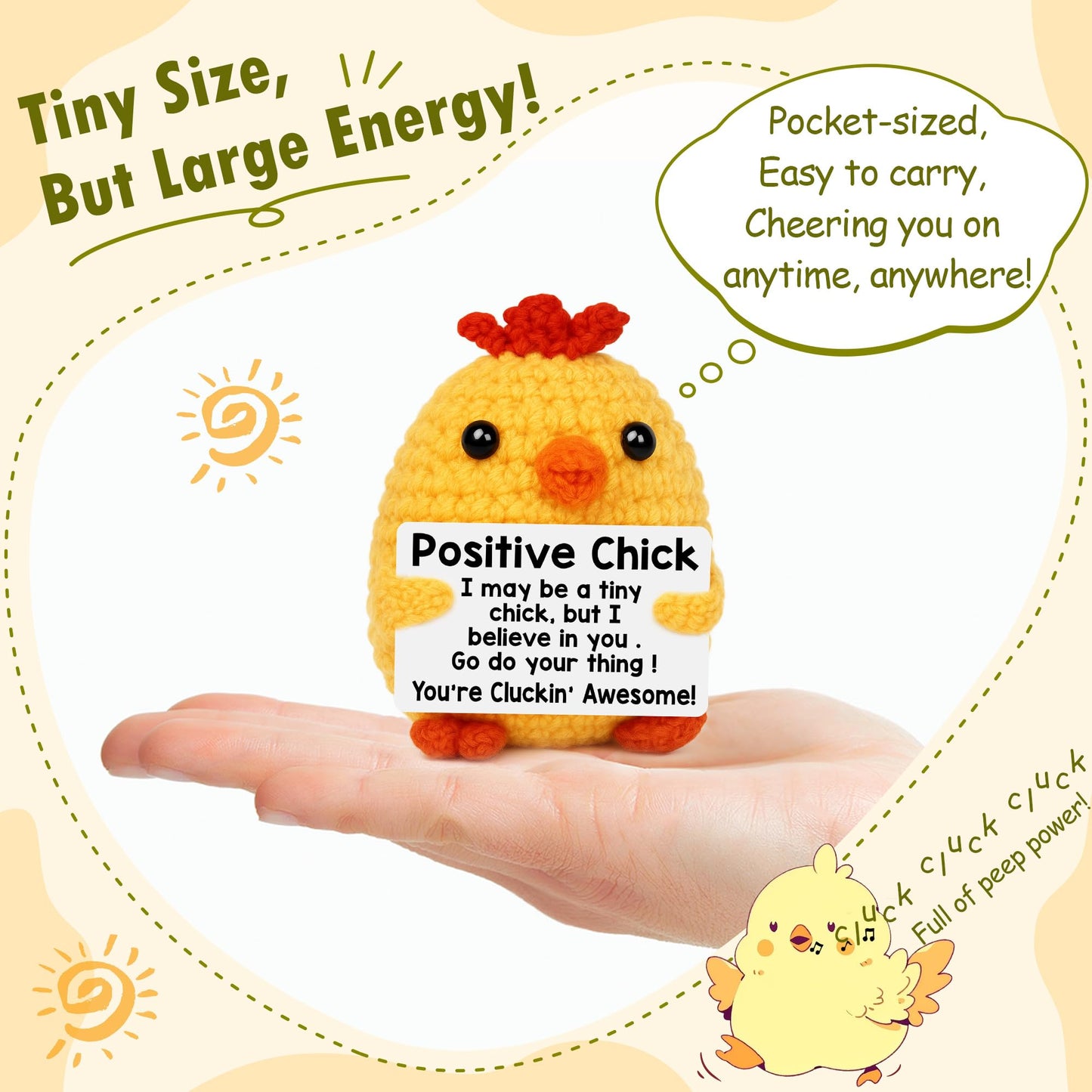 Mini Chicken Mothers Day Birthday Gifts for Women 2026 Graduation Gift for Him Her College High School Teens Girl Boy Gifts Teacher Appreciation Gift Positive Crochet Animals Emotional Chick Support