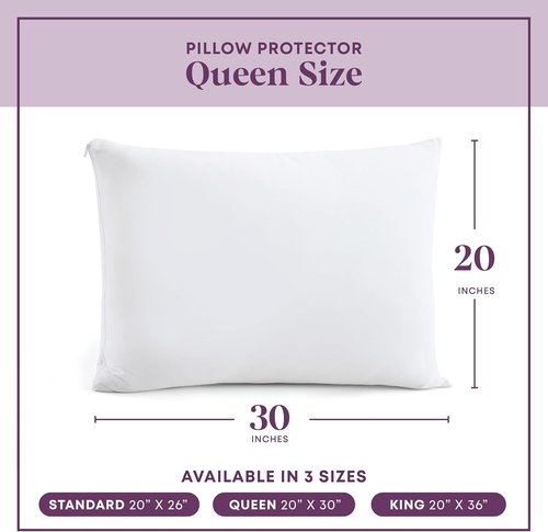 CirclesHome Pillow Protectors - 100% Cotton Zippered Pillowcases | Breathable & Dirt-Resistant (Queen, Set of 4)