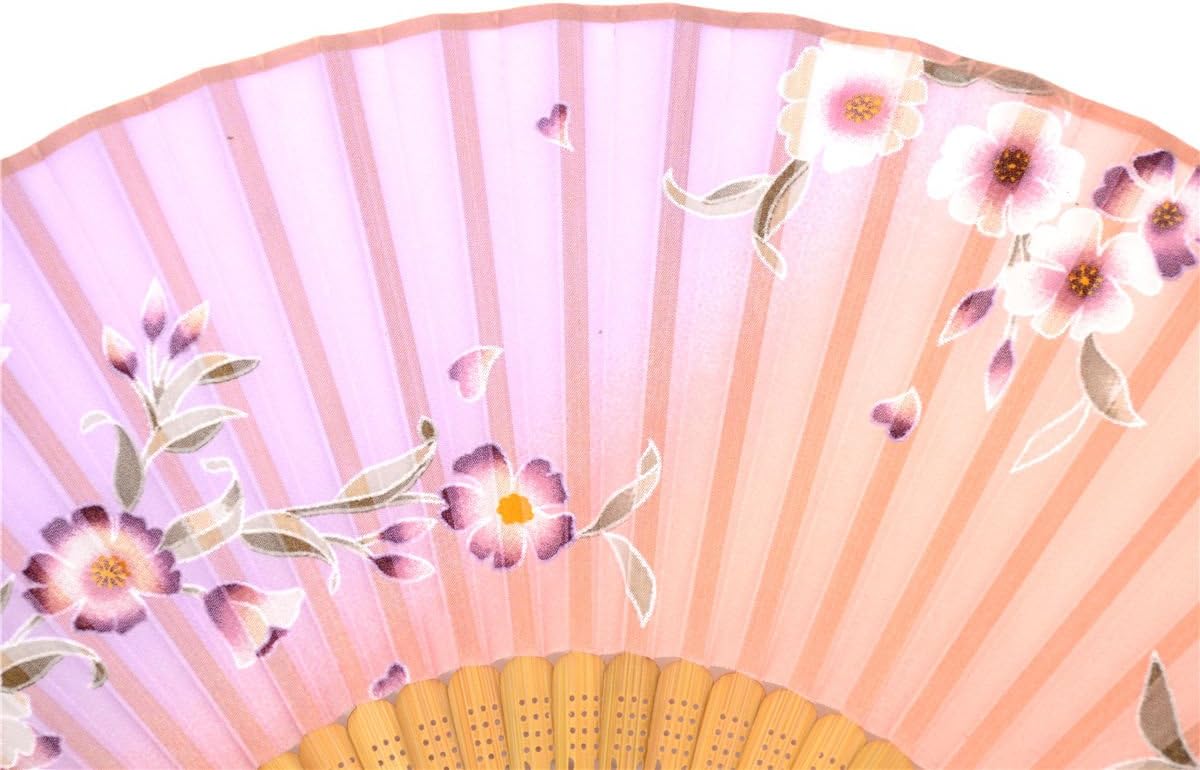 Handmade Silk Folding Fan with Bamboo Frame - Vintage Chinese/Japanese Style for Women & Girls - Gift-Ready with Protective Sleeve (WZS-33)