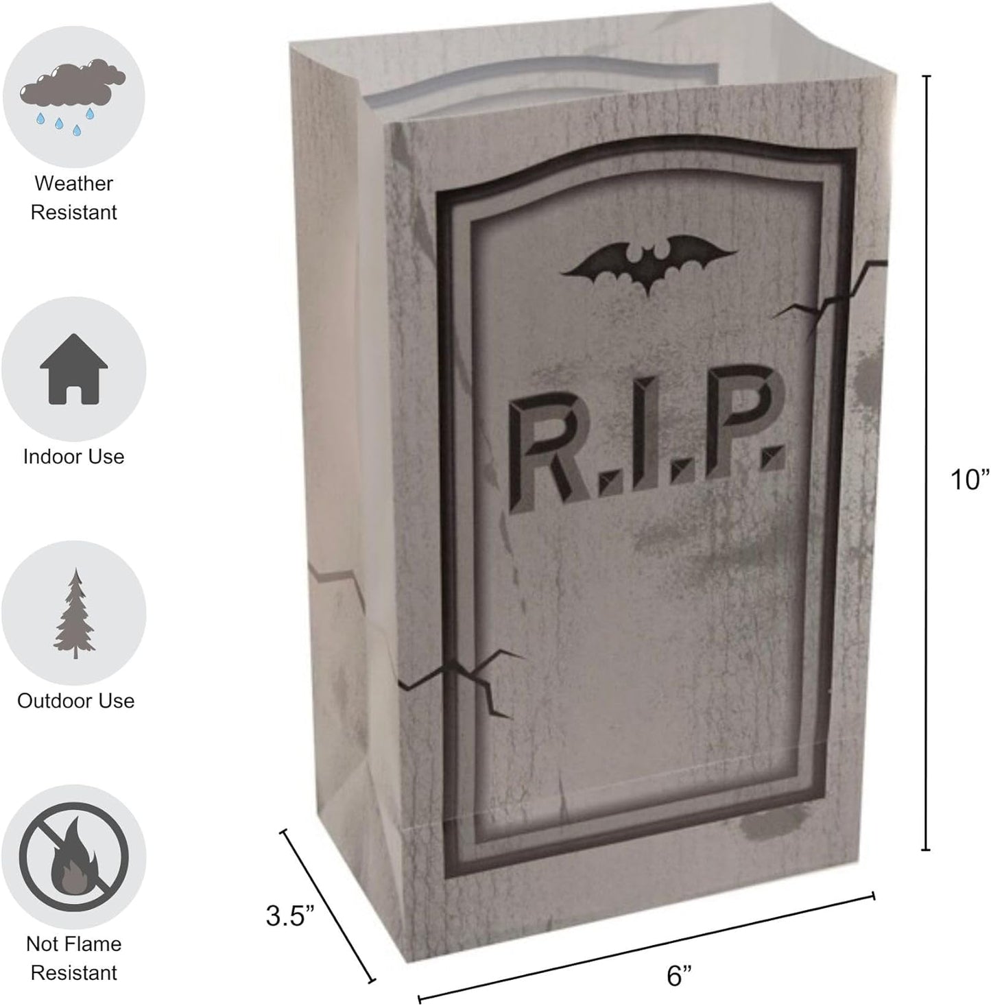 Set of 12 LumaBase Plastic Luminaria Bags for Tombstones - Durable & Weatherproof
