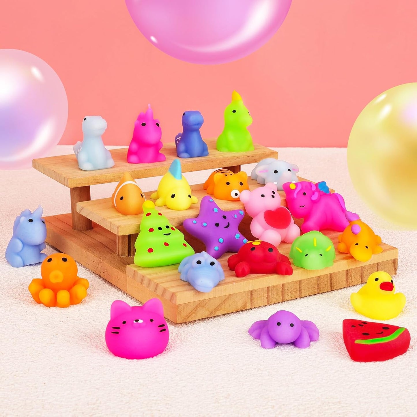 VISCOO 40 Pack Squishy Toys - Kawaii Mochi Party Favors for Kids | Easter Basket Stuffers & Classroom Prizes