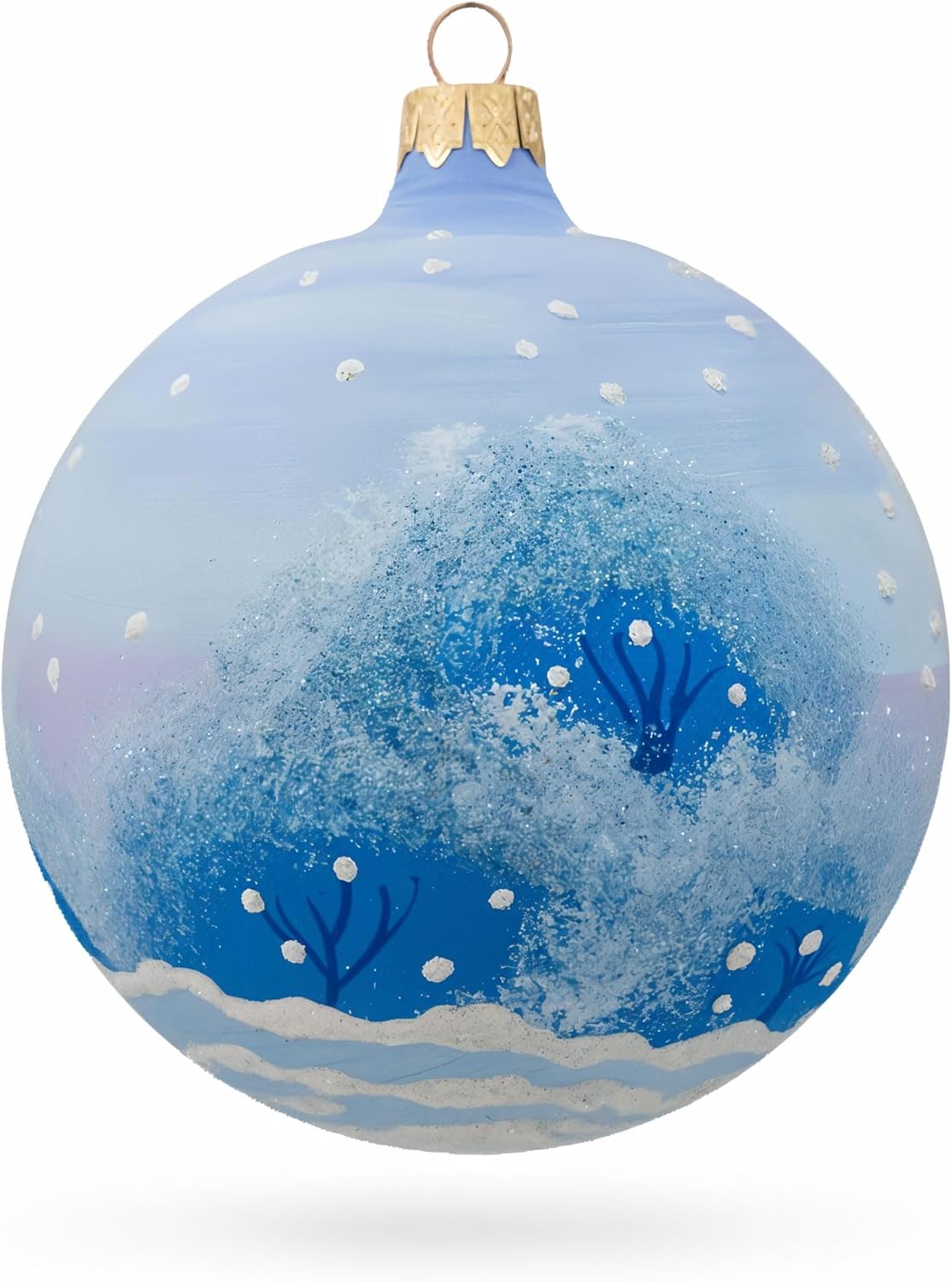 Dog Sleigh Christmas Ornament - 3.25 Inch Glass Ball Holiday Decor