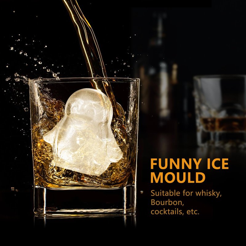 ACOOKEE Penguins Ice Cube Tray Fun Shapes, Odd Novelty Cute Penguin Gifts, 2.2" Large Silicone Whiskey Ice Mold for Cocktails,Bourbon,Brandy, w/Funne