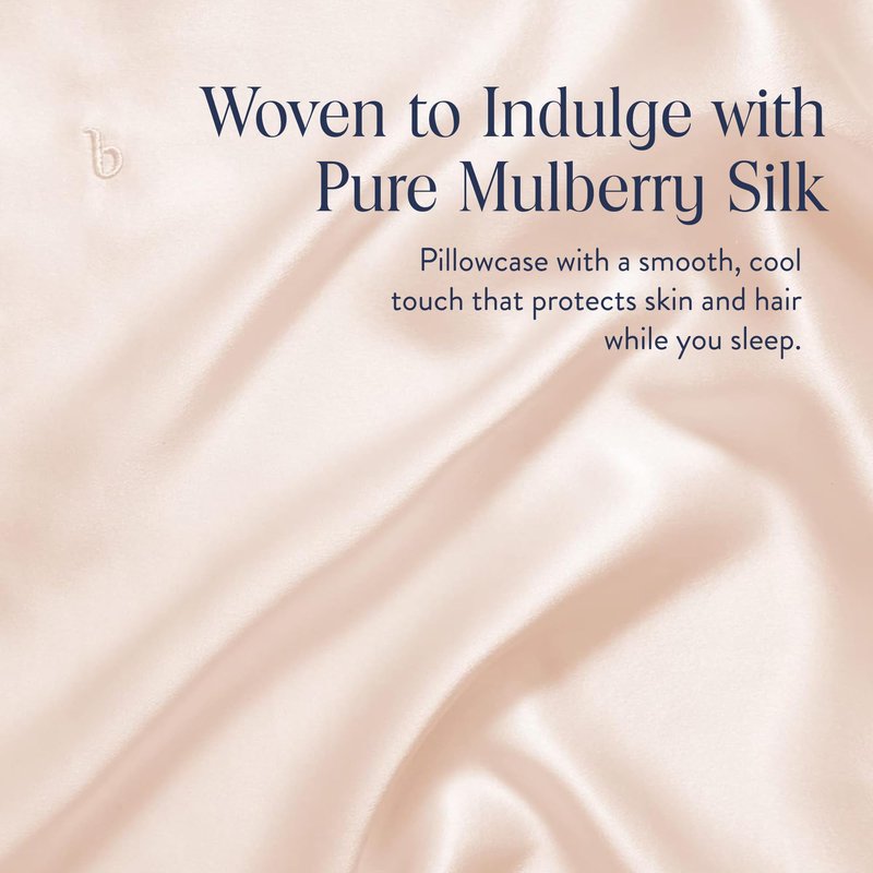 Brooklinen Mulberry Silk Pillowcase – 100% Pure Silk Pillow Case, Soft & Durable, Anti-Friction Comfort, Hight Quality Smooth Texture – Machine Washable & Breathable – Standard Size (Blush)