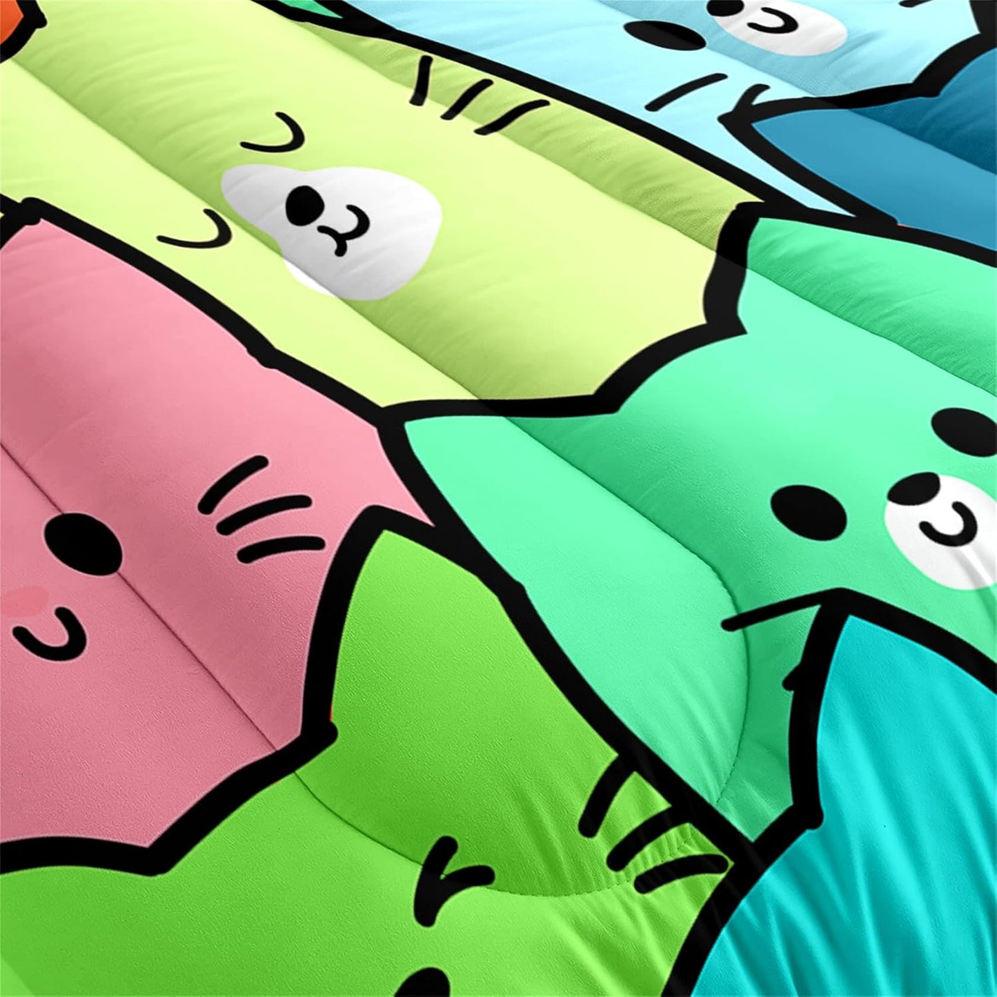 Cute Cartoon Dinosaur Bedding Set, Ultra Soft Full Size Comforter Set for Boys, Lovely Dinosaur Printed Comforter for Kids Teens, Dark Blue Microfiber Quilt for All Season 3Pcs with Pillowcases