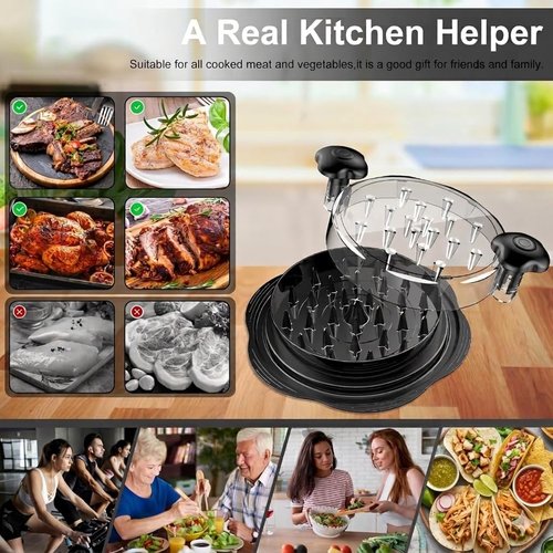 Chicken Shredder Tool Twist – Large Meat Shredder for Chicken, Pork & Beef, Rotisserie Chicken Shredder Bowl with Removable Bowl, Handle, Anti-Slip Base, Dishwasher Safe