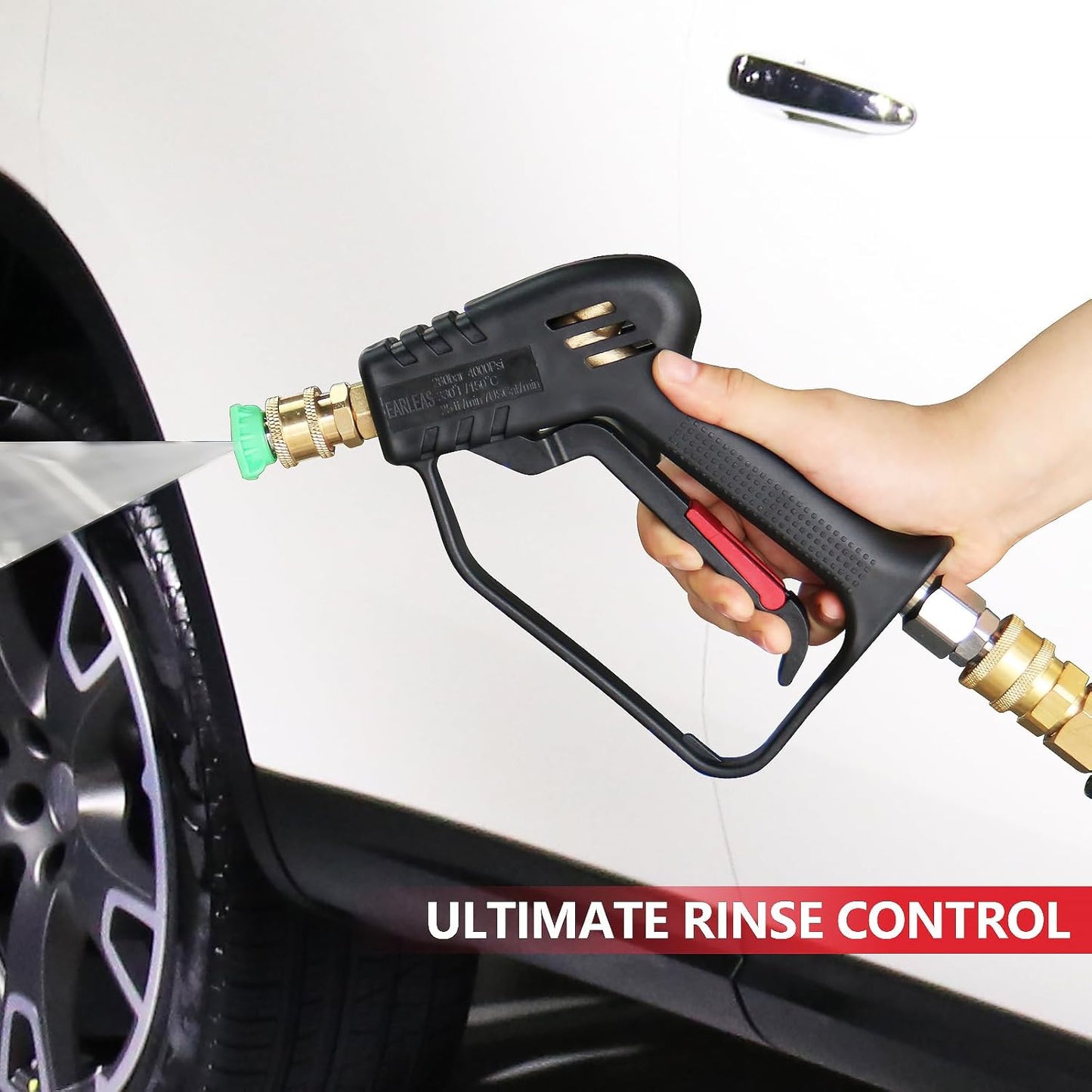 Short Pressure Washer Gun - 4000 PSI Power Washer with Swivel & Quick Connect for Car Wash | M22 14mm/15mm