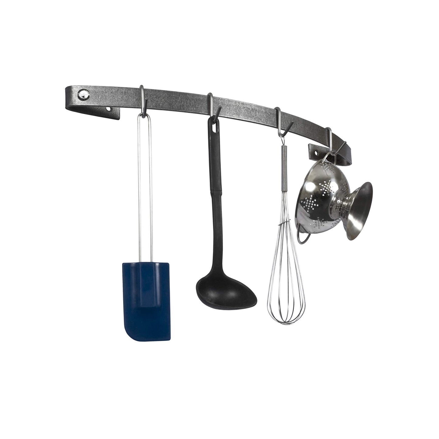 Enclume Handcrafted 24" Curved Wall Rack Utensil Bar w 6 Hooks, Hammered Steel