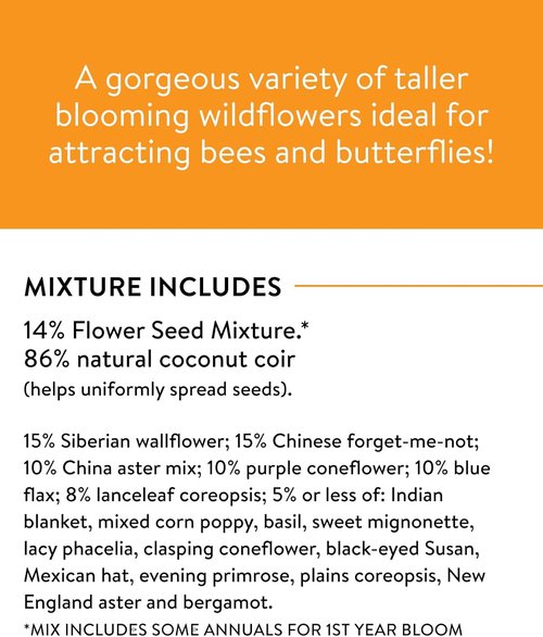 Burpee Wildflower Seeds - 25,000 Bulk Non-GMO Pollinator Mix - 18 Varieties for Vibrant Gardens