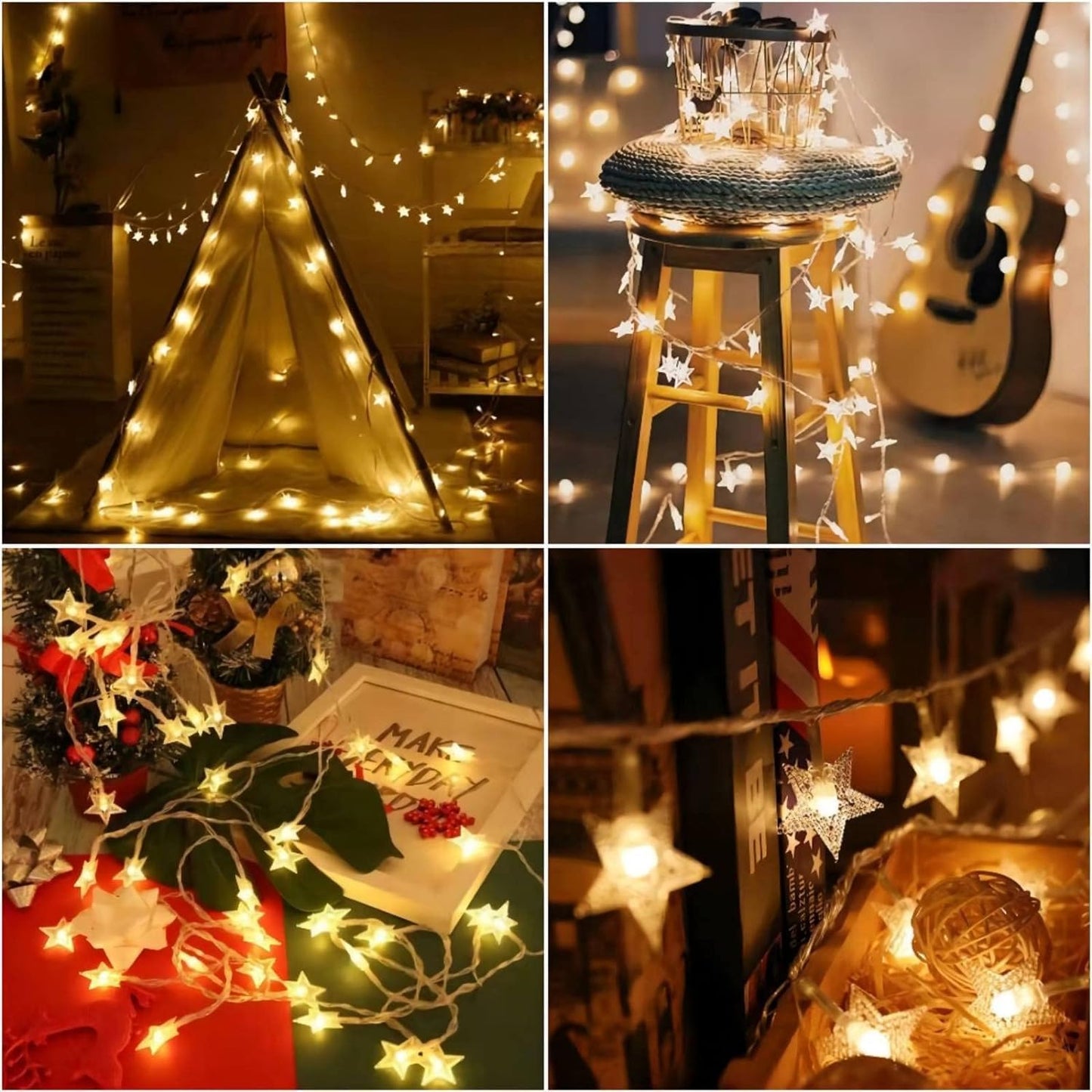 Star String Lights - 20 FT 40 LED Battery Operated Warm White Twinkle Lights | 8 Modes Timer for Indoor/Outdoor Decor