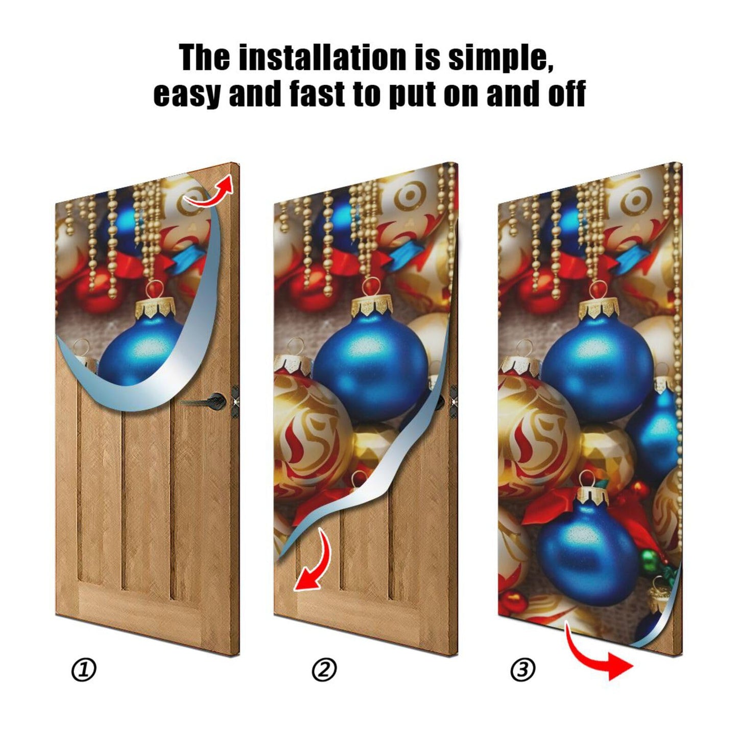Wajiw Christmas Ball Door Cover Washable High Elastic Fabric Front Door Cover for Festive Party Home Decor,32x79Inch