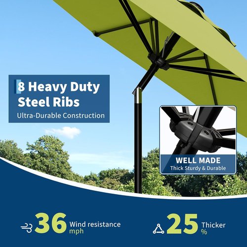 GarveeLife 9FT Outdoor Patio Umbrella - Waterproof UV Protection with Push Button Tilt & Crank | Fruit Green