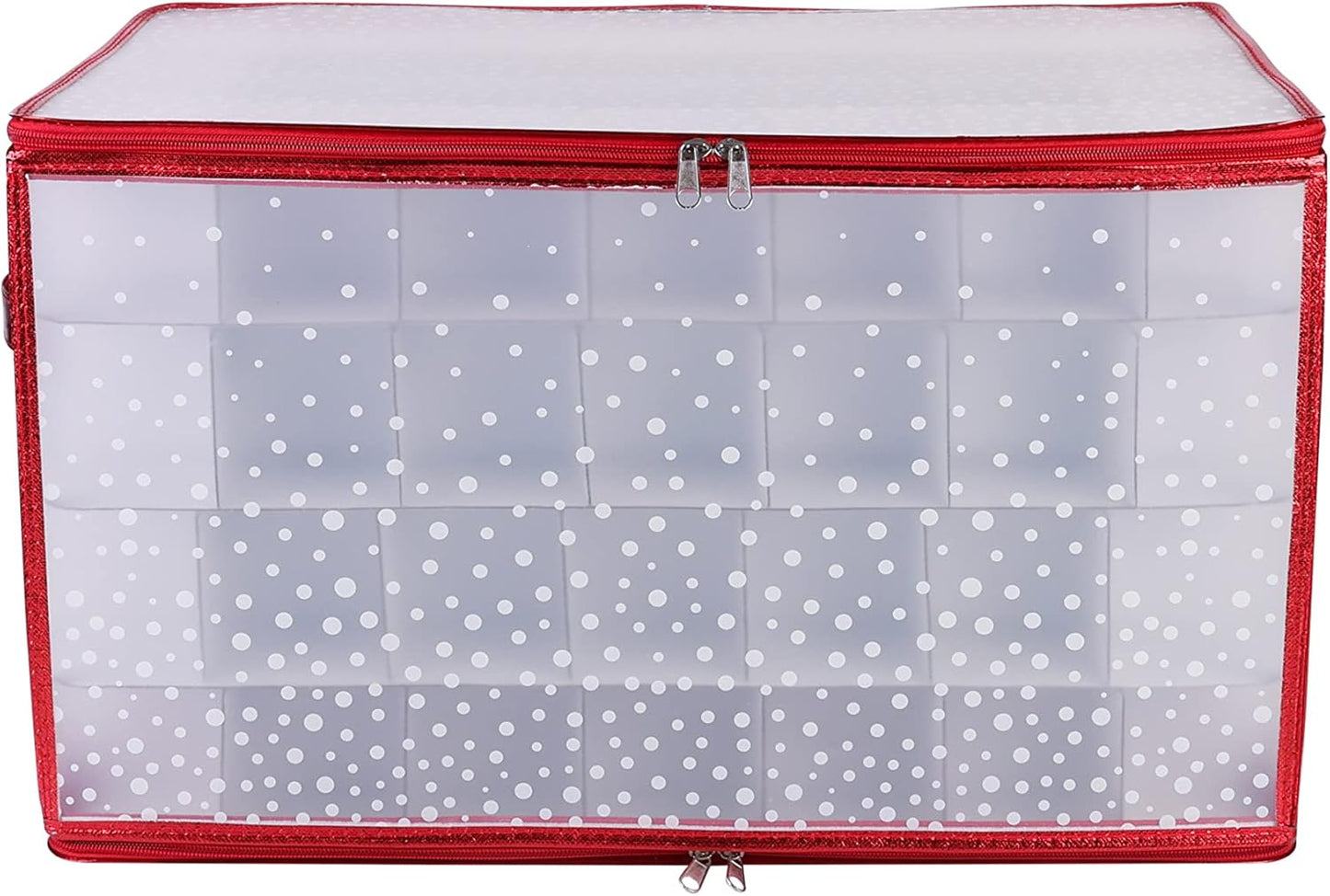 Ornament Storage Organizer for 112 Ornaments | Zipper Closure | Space-Saving Red Design