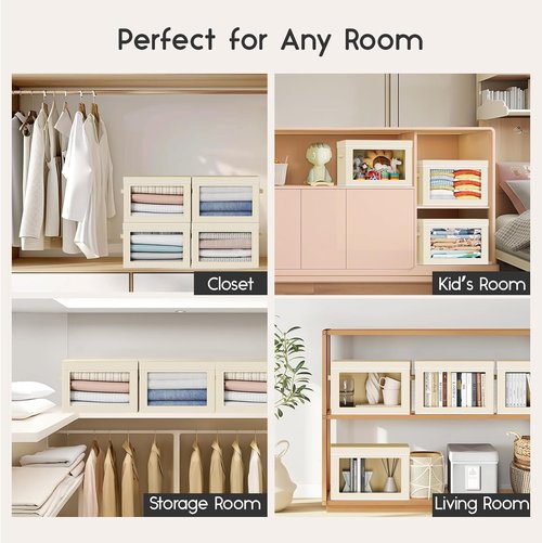 Homsorout Storage Bins with Lids - Collapsible Fabric Organizers for Clothes, Towels & Books | 3 Pack & 6 Pack