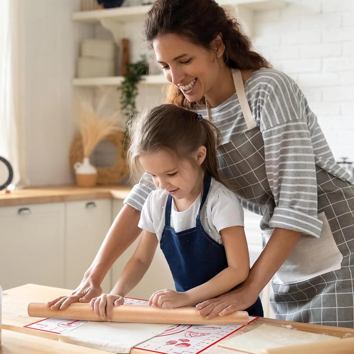 Skiennix Extra Large Silicone Pastry Mat - Non-Stick Baking Mat with Measurements, 24" x 32", Red