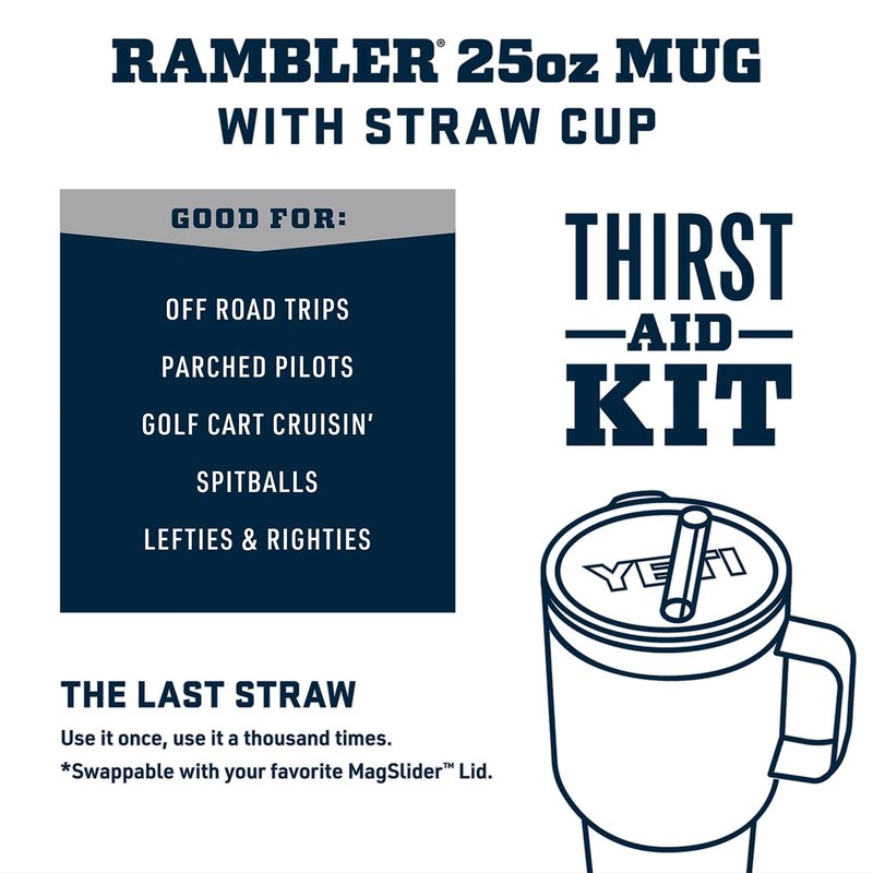 YETI Rambler 25 oz Tumbler with Handle and Straw Lid, Travel Mug Water Tumbler, Vacuum Insulated Cup with Handle, Stainless Steel, Black