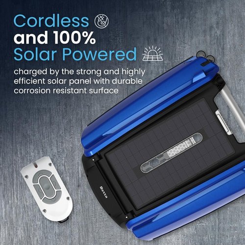 Betta SE Solar Powered Robotic Pool Skimmer - 24/7 Cleaning with Twin Motors | Blue