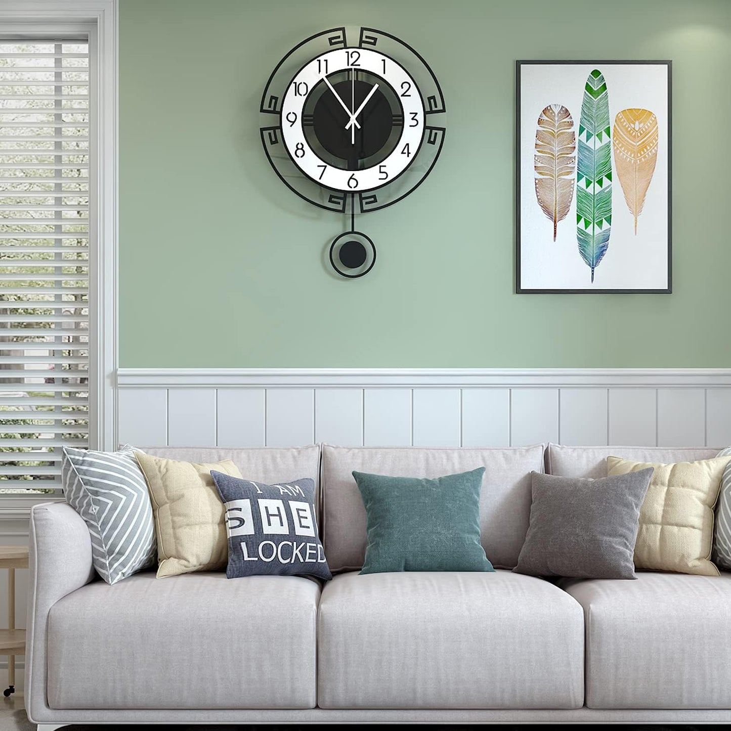 MEISD Modern Decorative 21 Inch Big Silent Wall Clock for Living Room, Bedroom, Kitchen, Home Office - Battery Operated, Analog Display