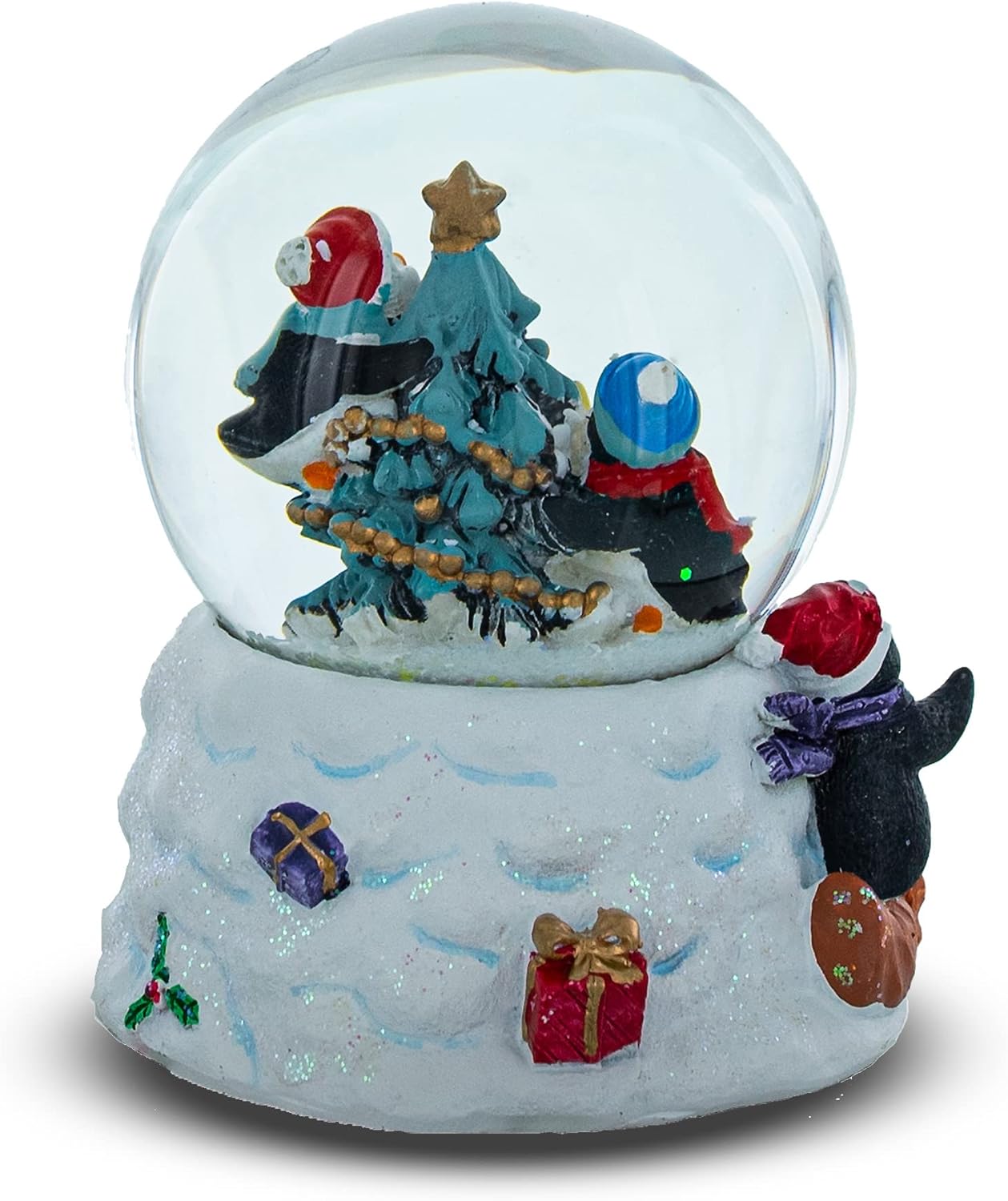 Festive Penguin Snow Globe - Holiday Tree Celebration Water Globe Decoration
